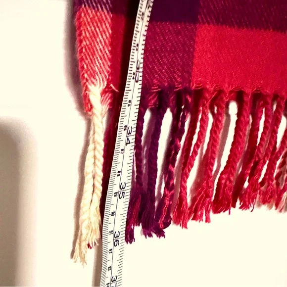 Cashmere Multi-Colors in Red and White Plaid Scarf - Picture 4 of 6